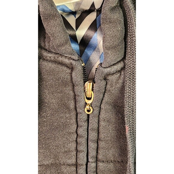 Matix Asher Mens sz L Black Quilted Fleece Hoodie Full Zip Jacket Vintage - Picture 3 of 11